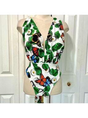 NWT Pura Butterfly and Leaf Print One Piece Swimsuit